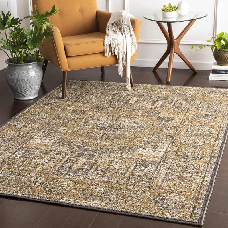 Wauseon Distressed Tan/Black Area Rug & Reviews Joss & Main